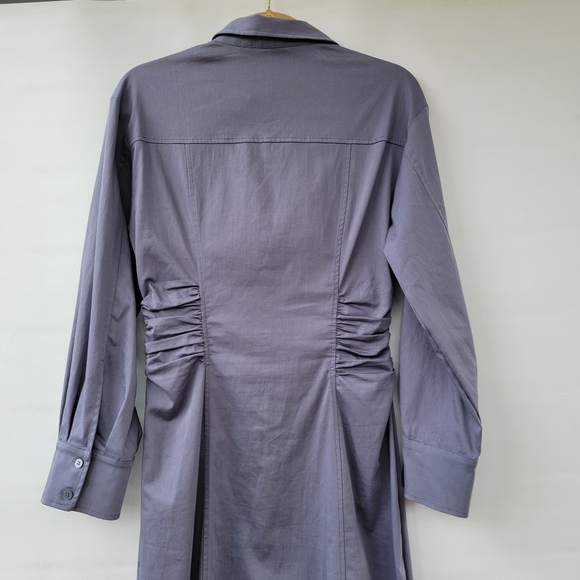 Zara Womens Medium Utilitarian Minimalist Gray Long Sleeve Midi Long Shirt Dress - Picture 14 of 16